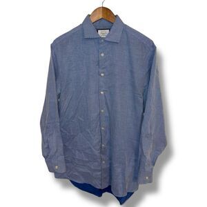 Charles Tyrwhitt Blue Classic Fit Pinpoint weave Oxford Dress Shirt 16.5 34